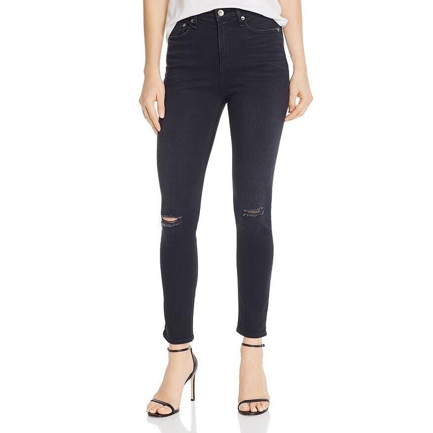 Rag Bone Nina High Rise Ankle Skinny Jeans In Roswell W/holes Size:30