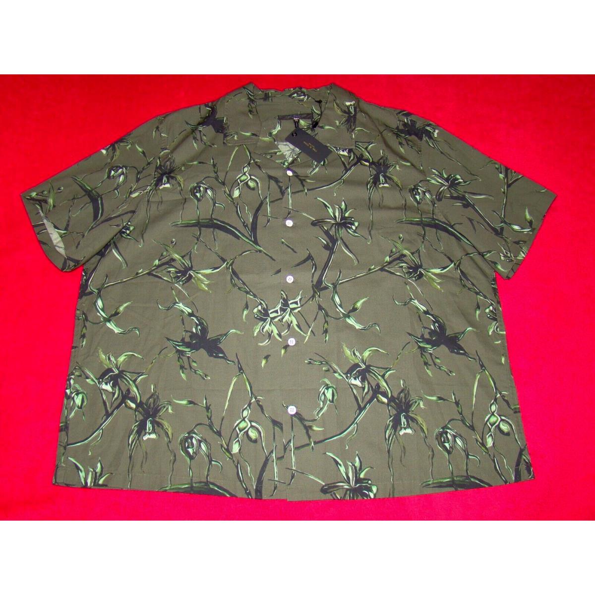 Rag Bone Mens Size 2XL Army Floral Avery Print Short Sleeve Button Shirt