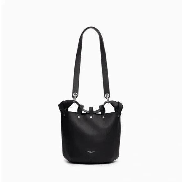 Rag and Bone B6731 Alley Black Leather Bucket Bag Size 13.5x11x7