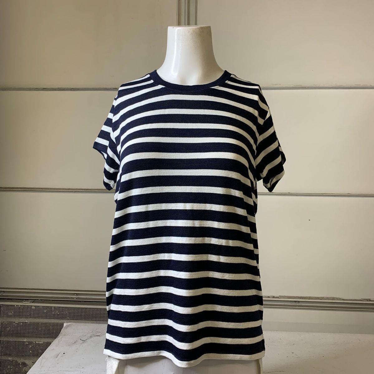 Rag Bone The Knit Stripe Short Sleeve Tee Women`s Size S Navy