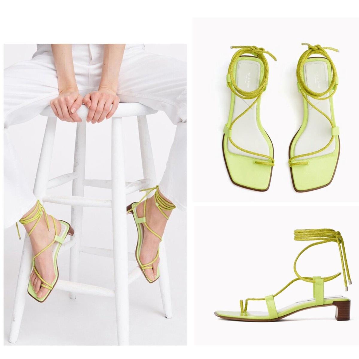 Rag Bone Cindy Leather Tie Heel Sandal In Acid Green Size: 35 US 5