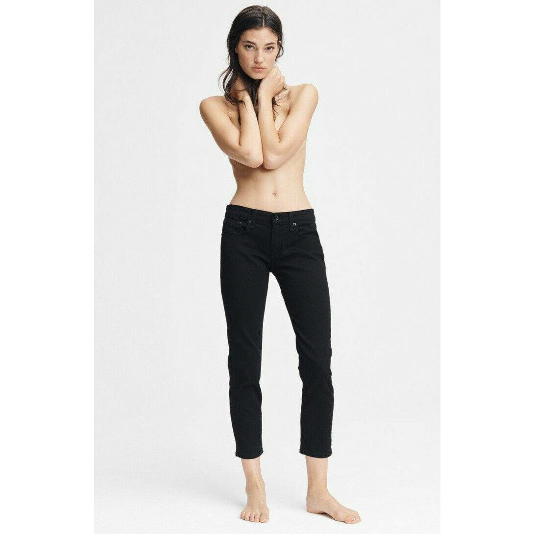 Rag Bone Jeans Dre Low Rise Boyfriend Slim No Fade Black Ankle Size 24