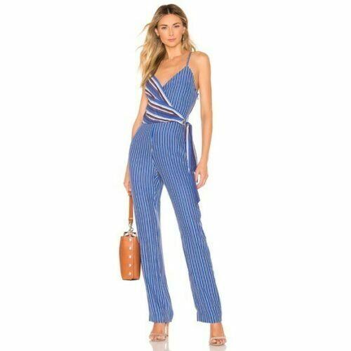 Rag Bone Felix Jumpsuit Silk Striped Blue Size 4