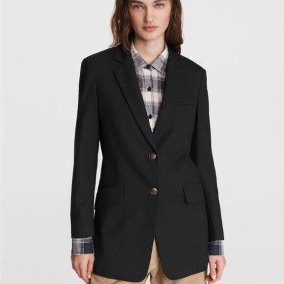 Rag and Bone Charles Wool Blazer Size 8 Womenboyfriend Fit Blazer Black