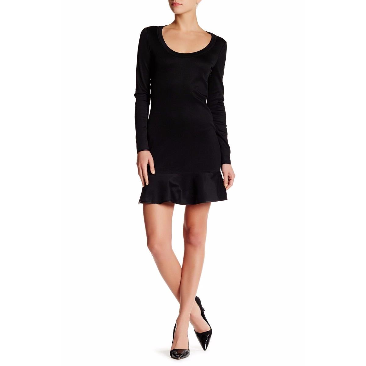 Rag Bone Brianna Long-sleeve Flounce Hem Women`s Dress Black Size 4