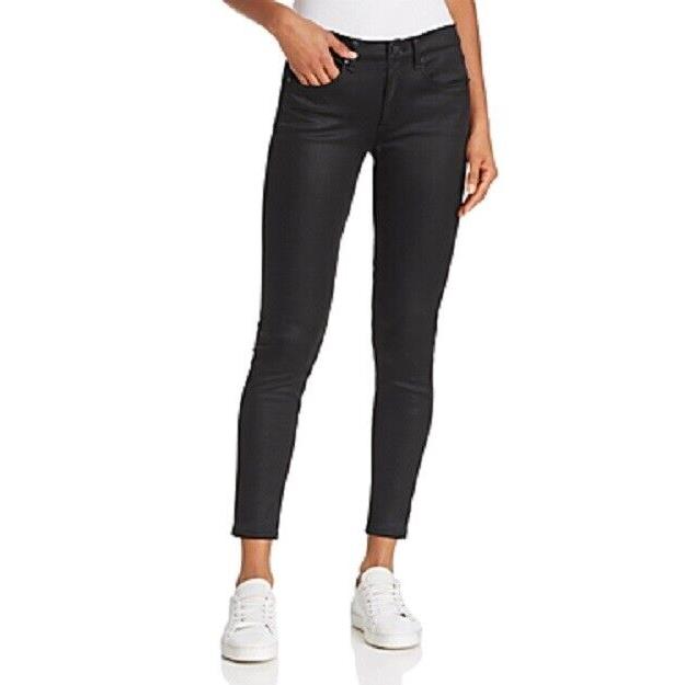 Rag Bone/jean High-rise Ankle Skinny Coated Jeans in Black Sateen Size-27