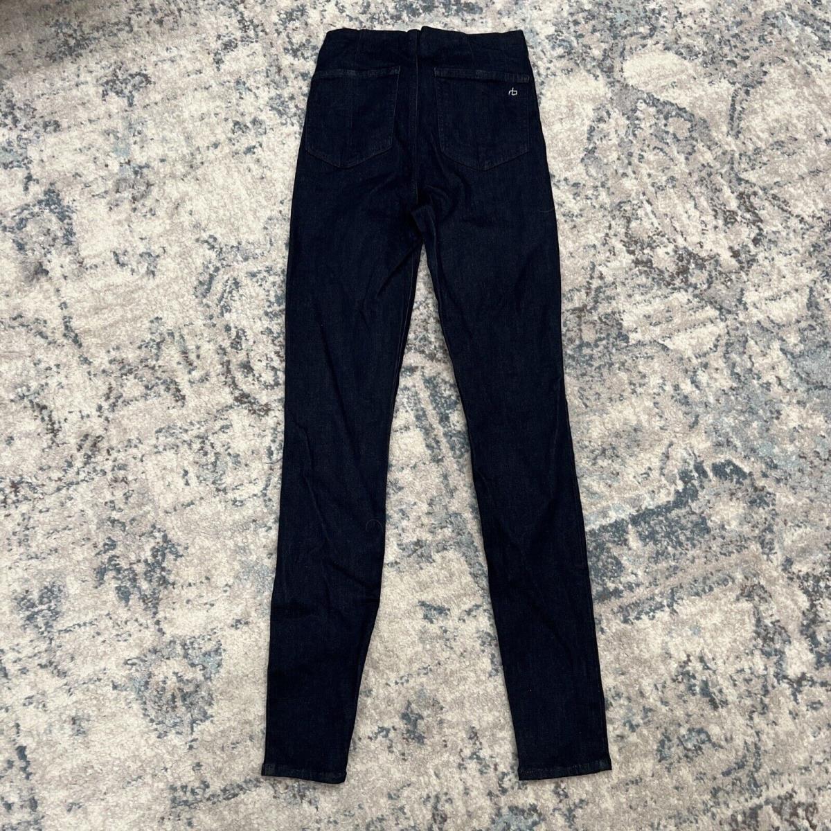 Rag Bone Nina High Rise Pull On Jeans w/ Slit in Denim Blue Dark Size SM