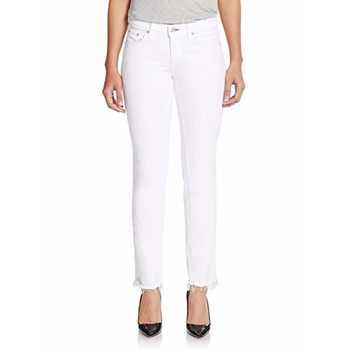 Rag Bone Women Skinny Jeans Bright Straight Leg Belt Loops Denim Stretch White