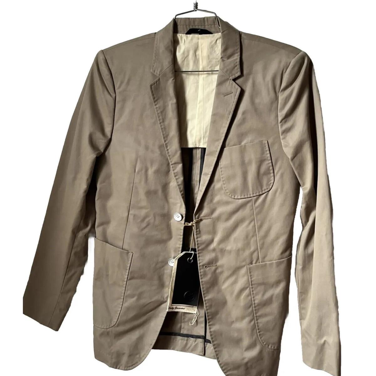 Rag Bone Timberwolf Men`s 38 Beige Two Button Slim Notch Cotton Blazer Jacket