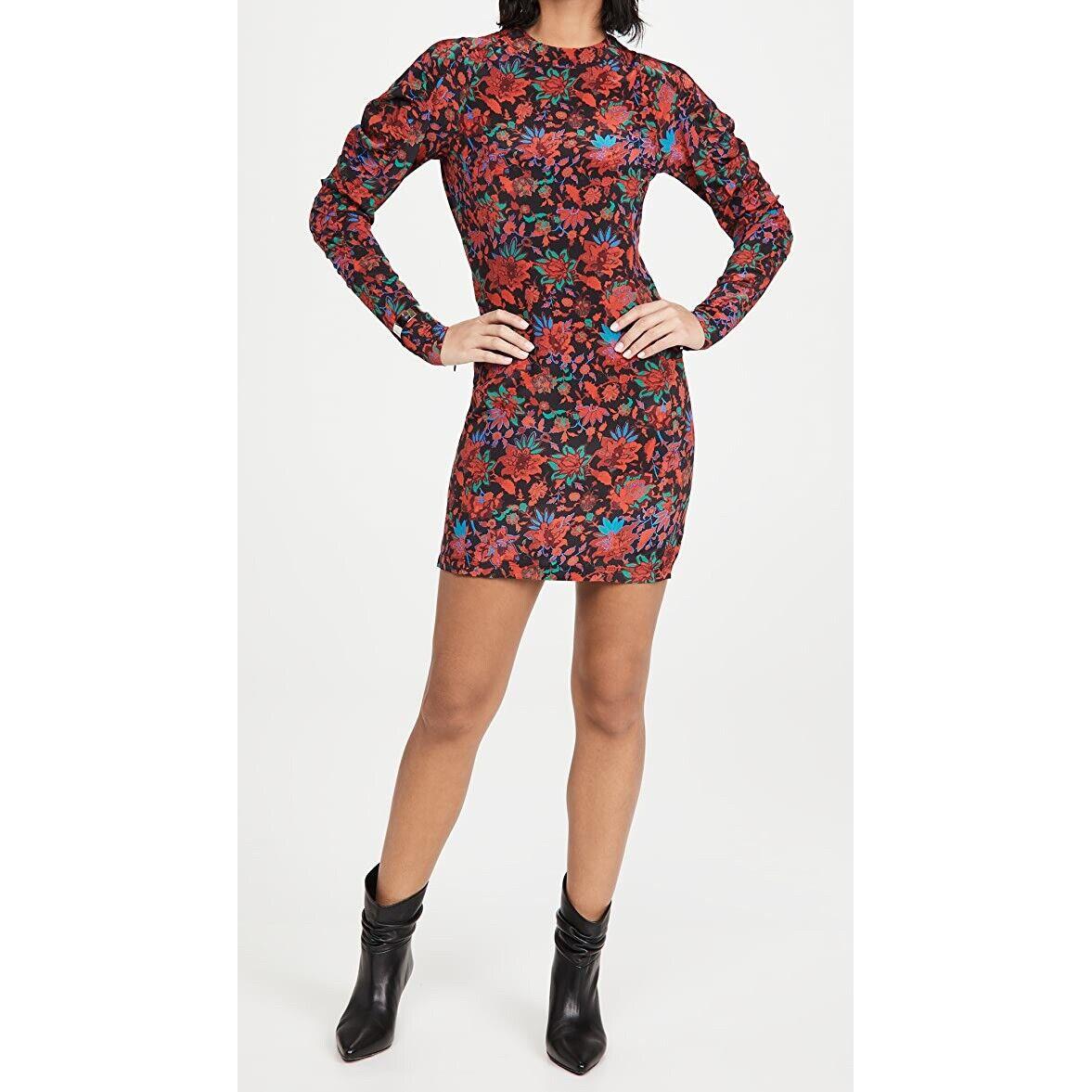 Rag Bone Stephanie Printed Mini Dress Red Floral Silk Multi 6 NWT$495