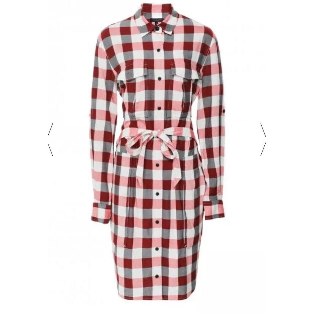 Rag and Bone Shirt Dress Red and Ivory Beck Dress Plaid Longsleeved Size XS