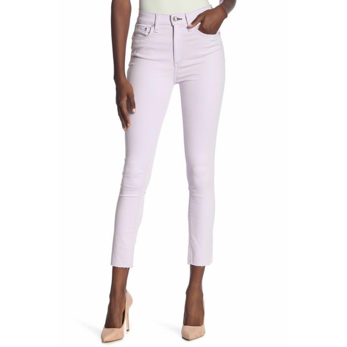 Rag Bone High-rise Ankle Crop Raw Hem Skinny Lilac Jeans Size 25