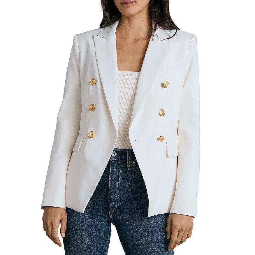 Rag Bone Preston Wool Blazer Women`s 0 White Double Breasted Collared L/s