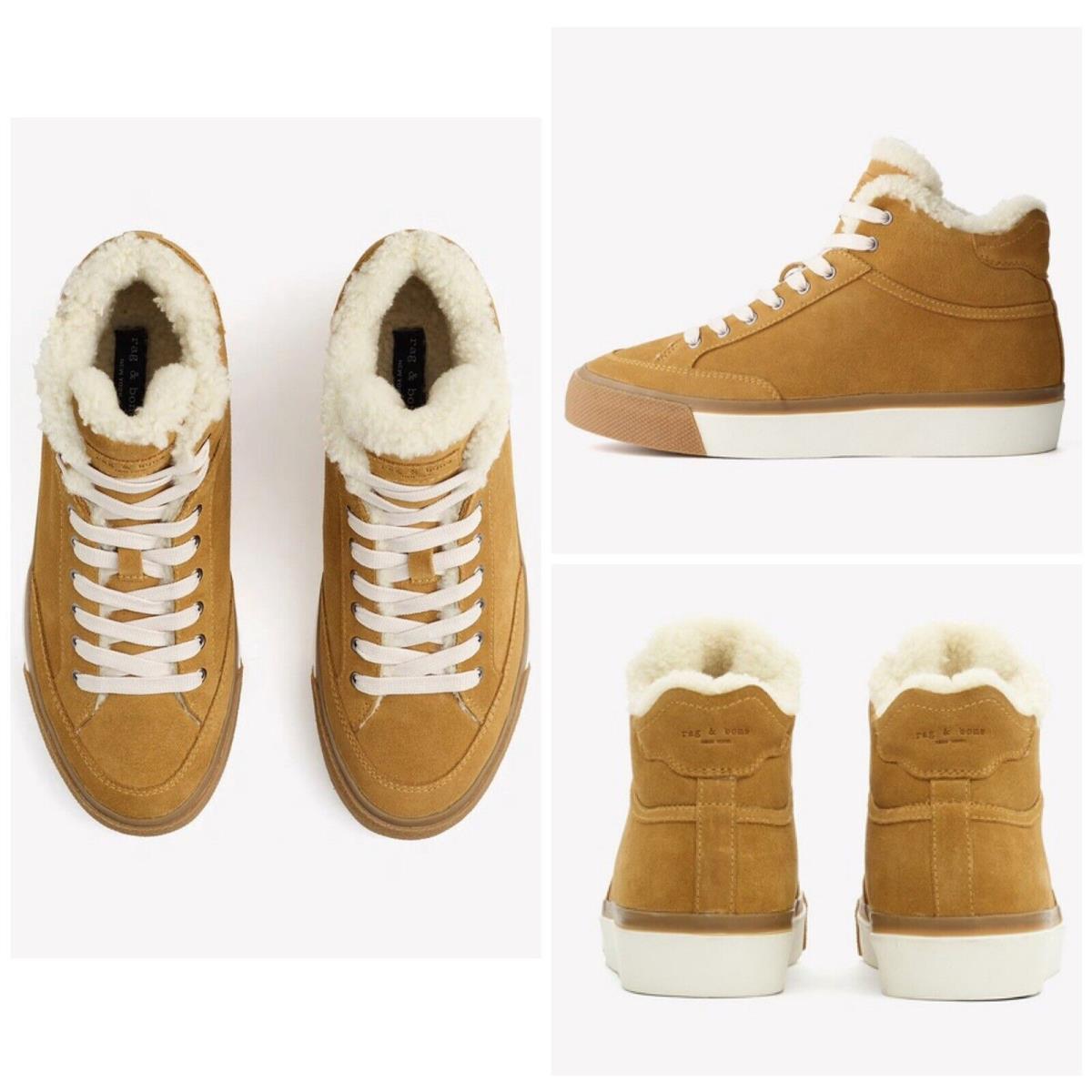 Rag Bone RB Army Leather High Sneakers In Oak Suede Size:38.5 US 8.5