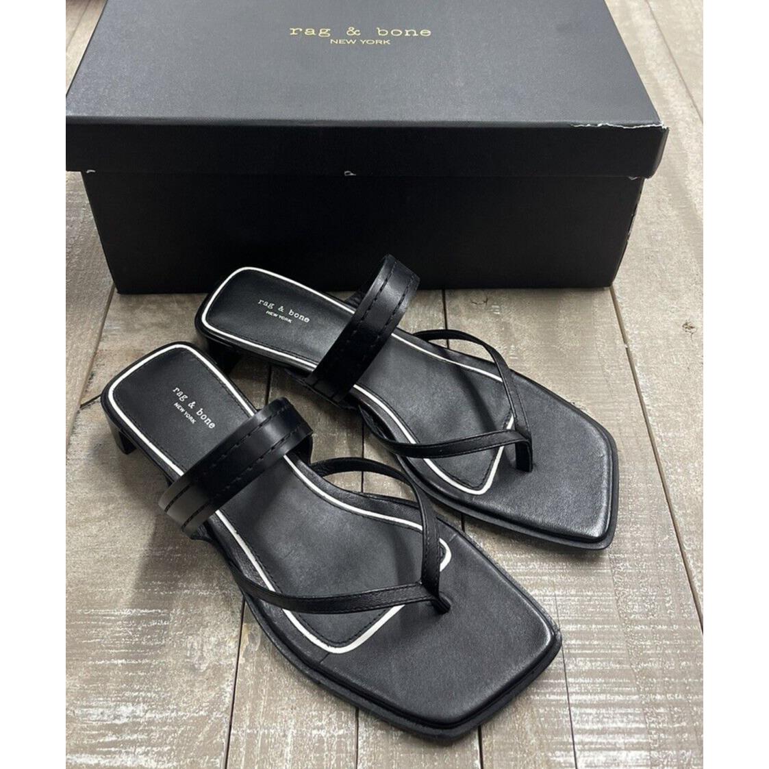 Rag Bone Colt Mid Leather Heel Sandal In Black Size: 36.5 US 6.5