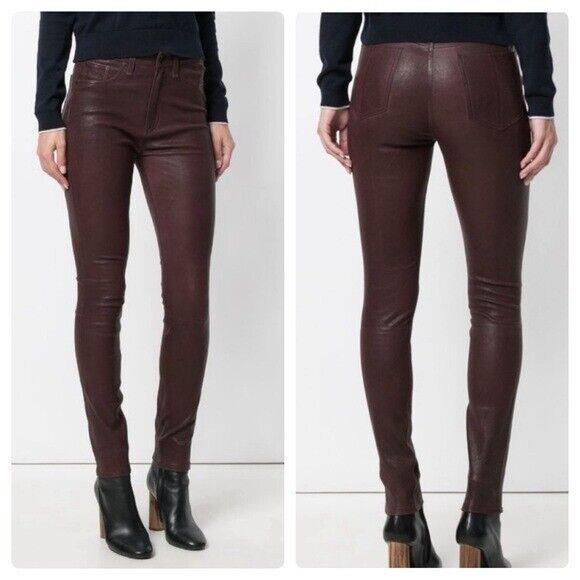 Rag Bone Leather Mahogany High Rise Skinny Pants Size 26