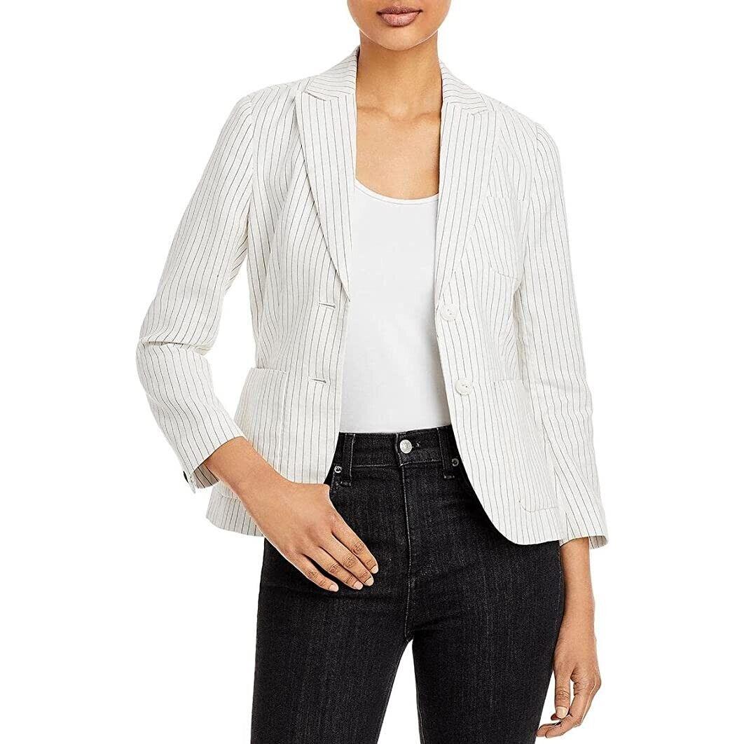 Rag Bone L122114 Nancy Stripe Linen Blend Blazer Blustripe Women`s Size 4