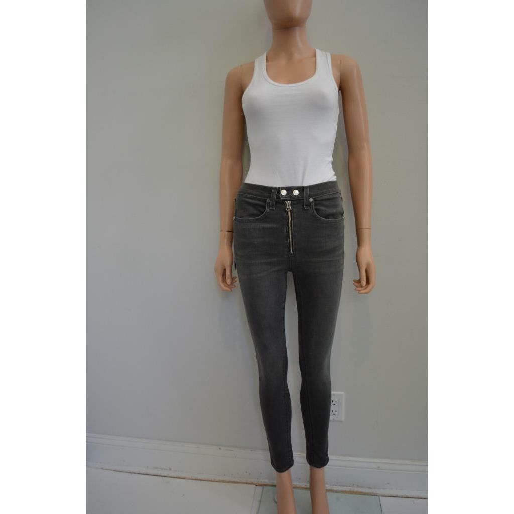 Rag Bone Grey Denim `coated Dime Baxter` Jeans/pants Size 24