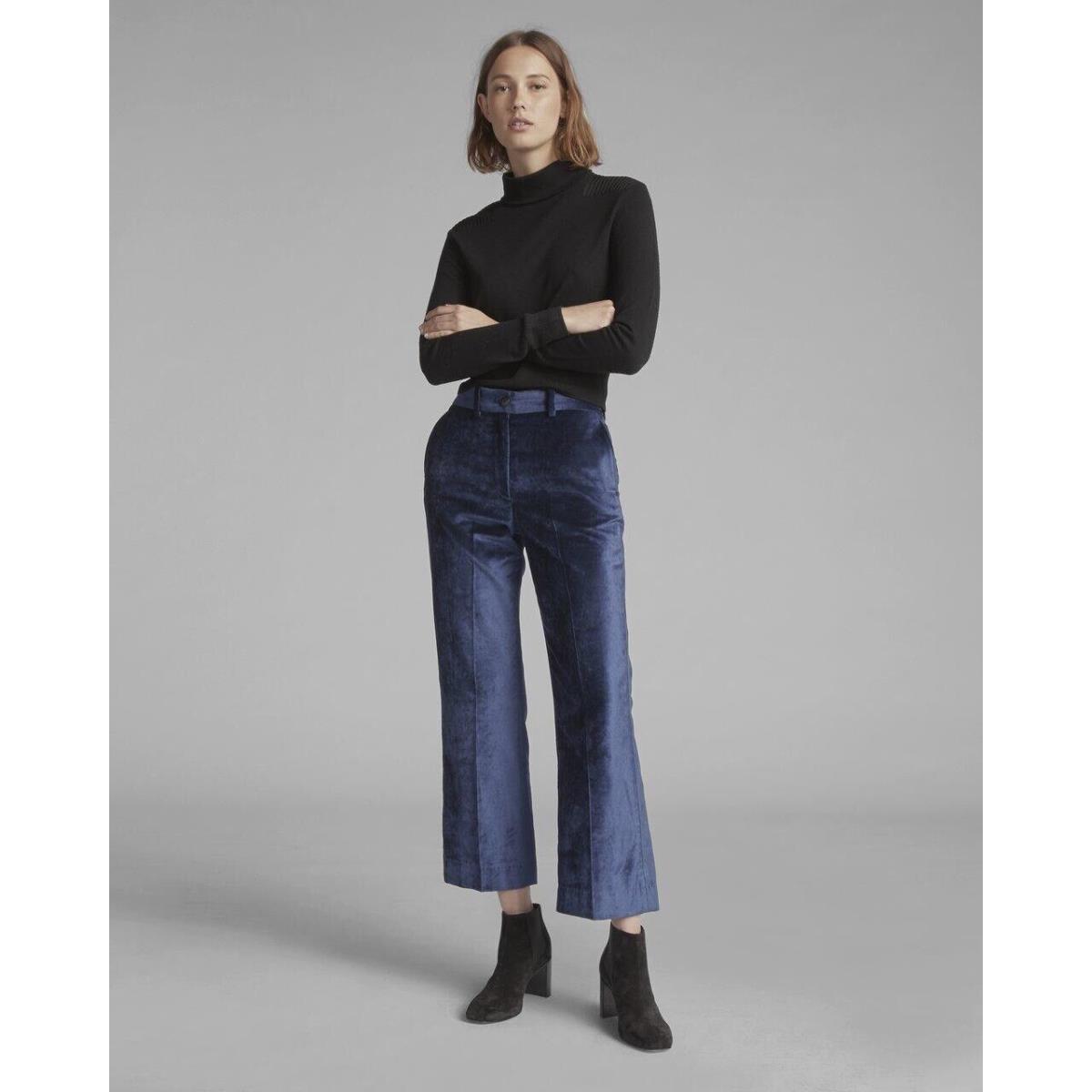 Rag Bone Libby Velvet Cropped Flare Pant Denim Blue 2