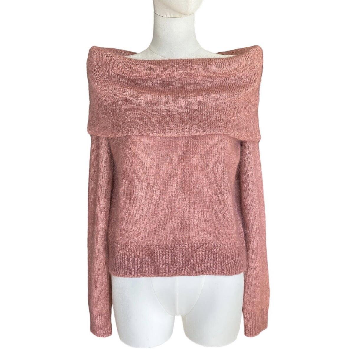 Rag Bone Mohair Angora Silk Blush Pink Mimi Off-shoulder Sweater Women`s M