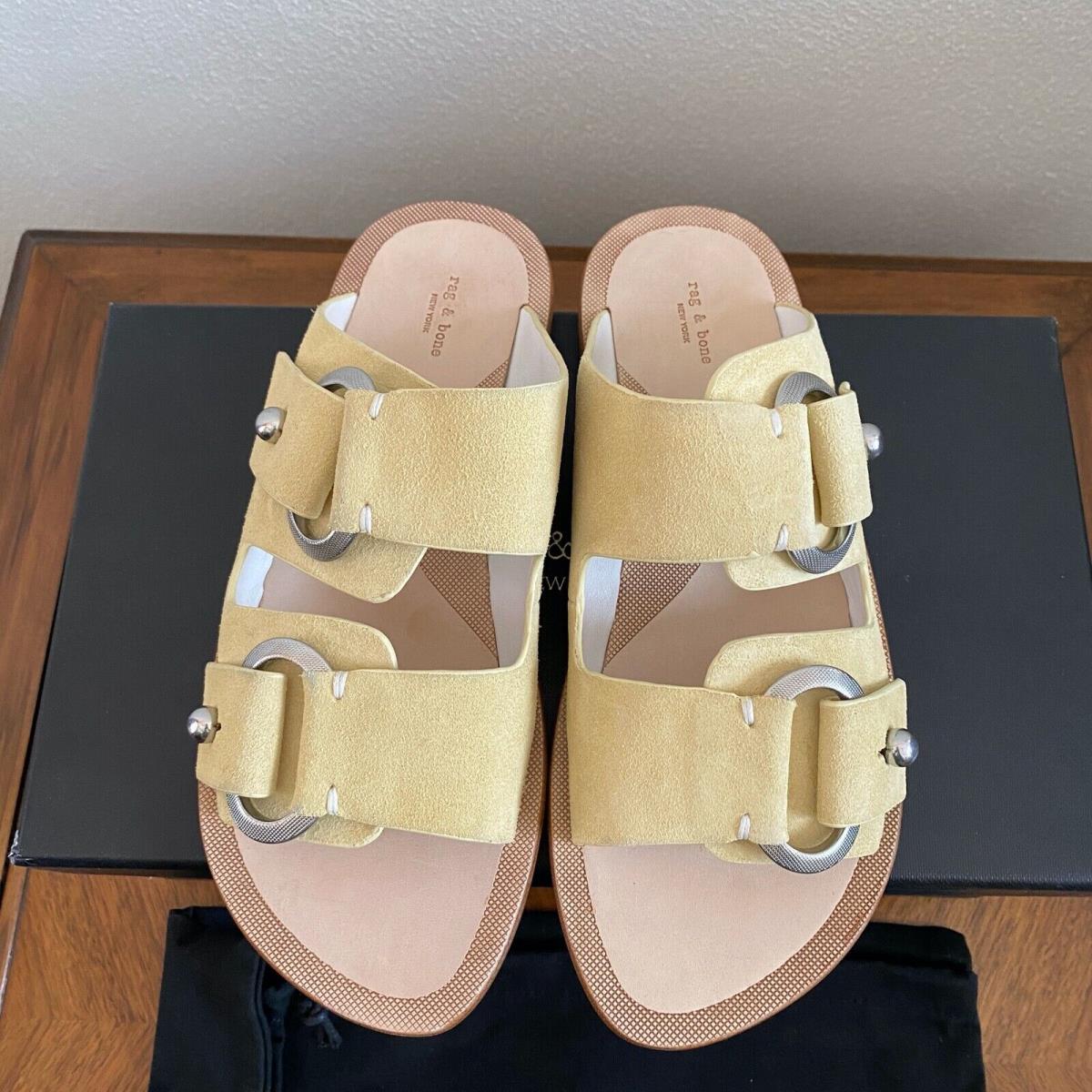 Womens Rag Bone Avost Sandals Soleil Beige Size 7 Slides Buckles