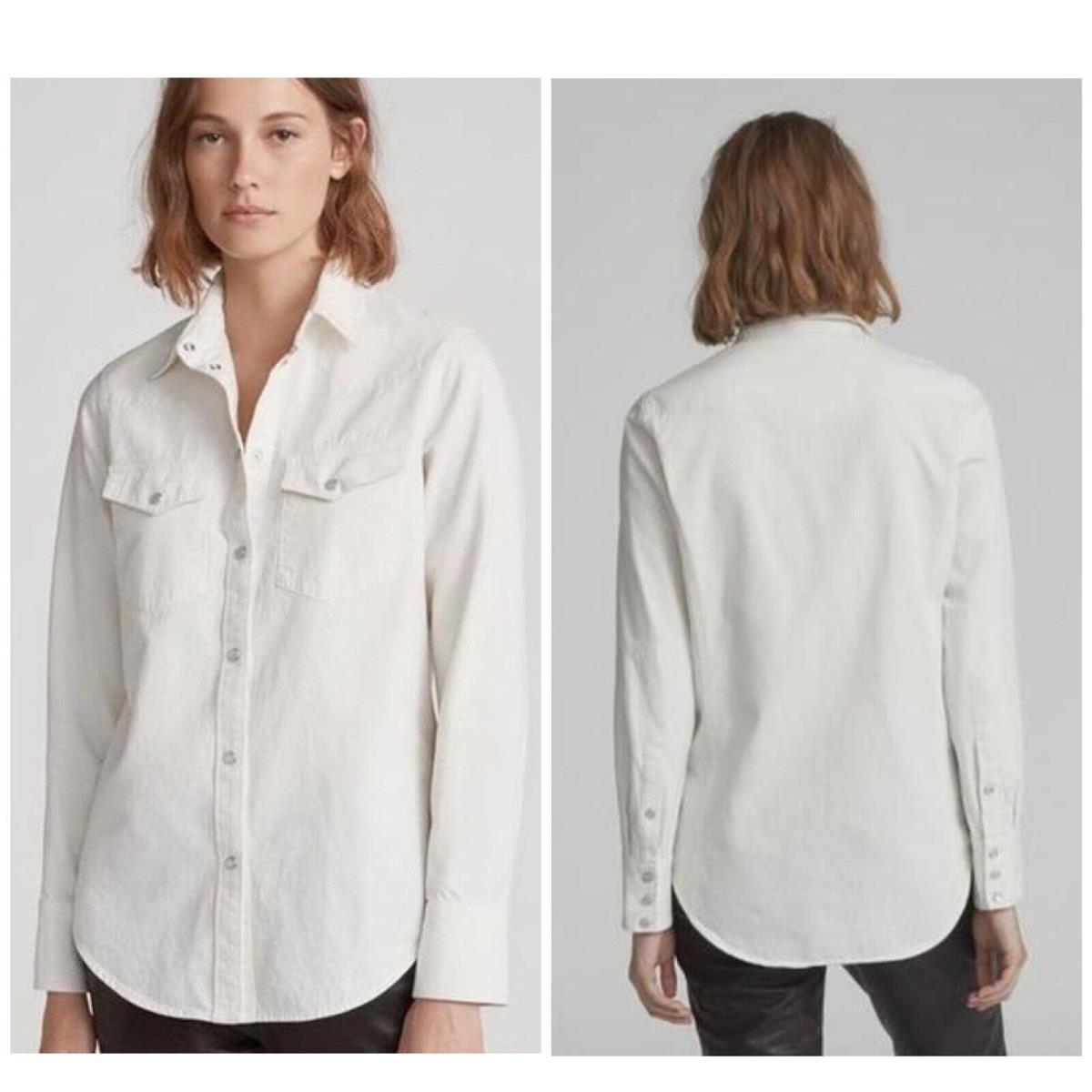 Rag Bone Button Down Corbet Shirt In Bintage White Size:xxs