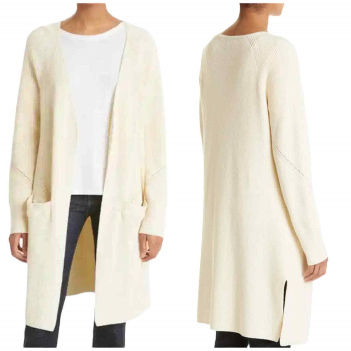 Rag Bone Amy Ivory Ribbed Knit Belted Tie Waist Cardigan Sweater Size XL