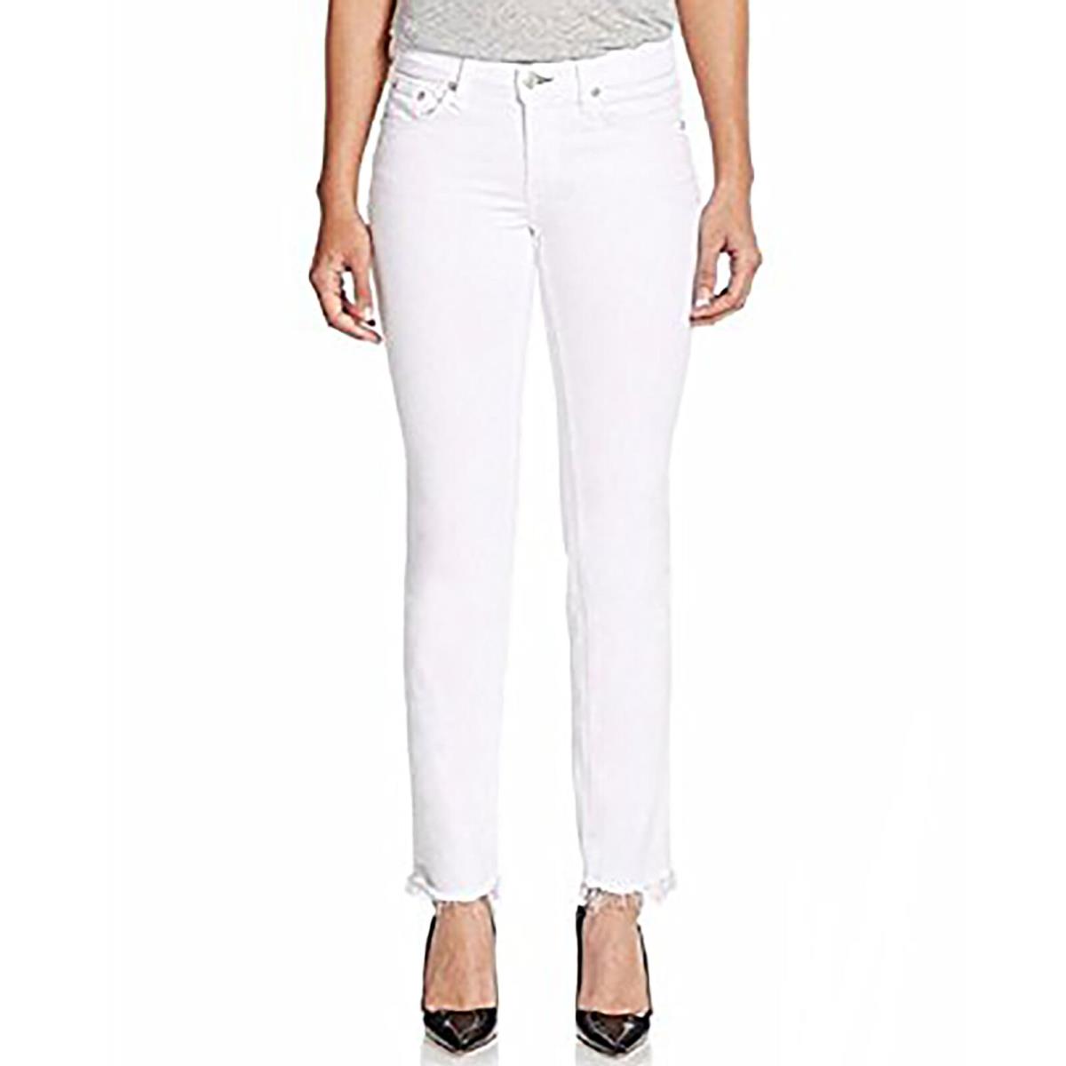 Rag Bone Women Skinny Jean Zip Fly Straight Leg Viscose Cotton Bright White - White