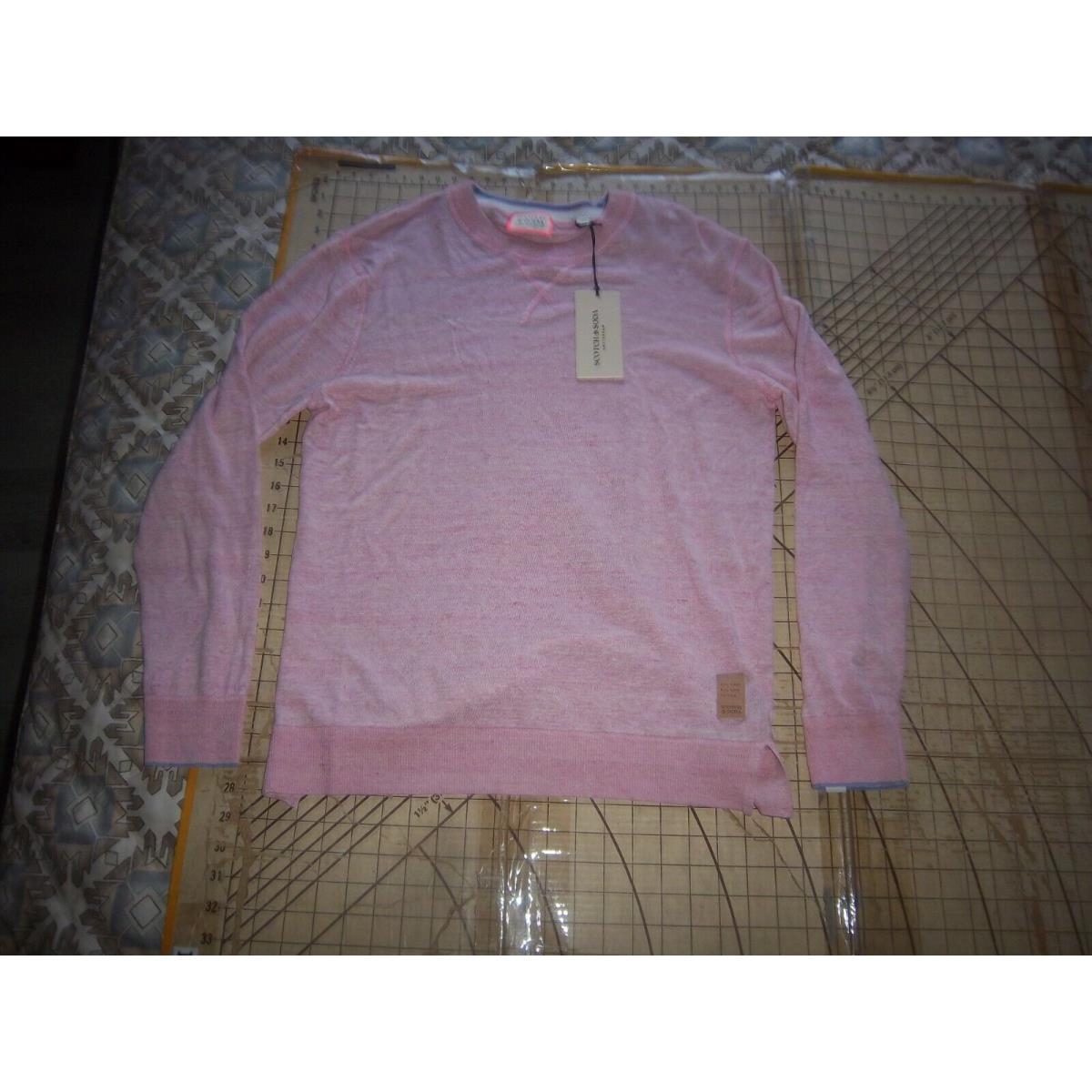 Mens Size Large Pink Rag Bone Linen/cotton Blend Crewneck Sweater