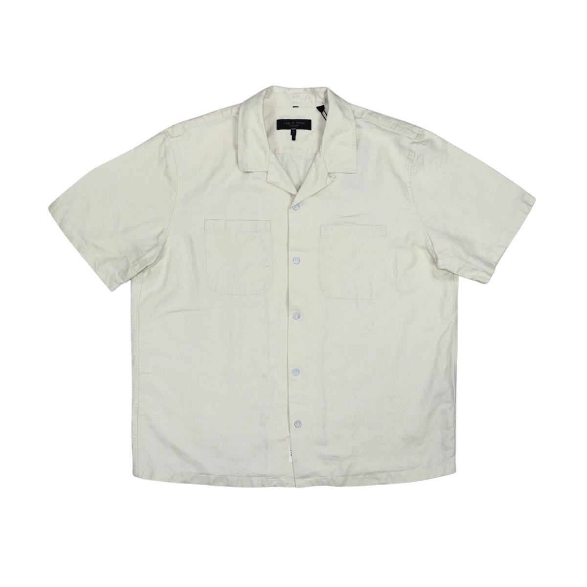 Rag Bone York Snap-front Avery Short Sleeve Button Down Men`s Shirt L