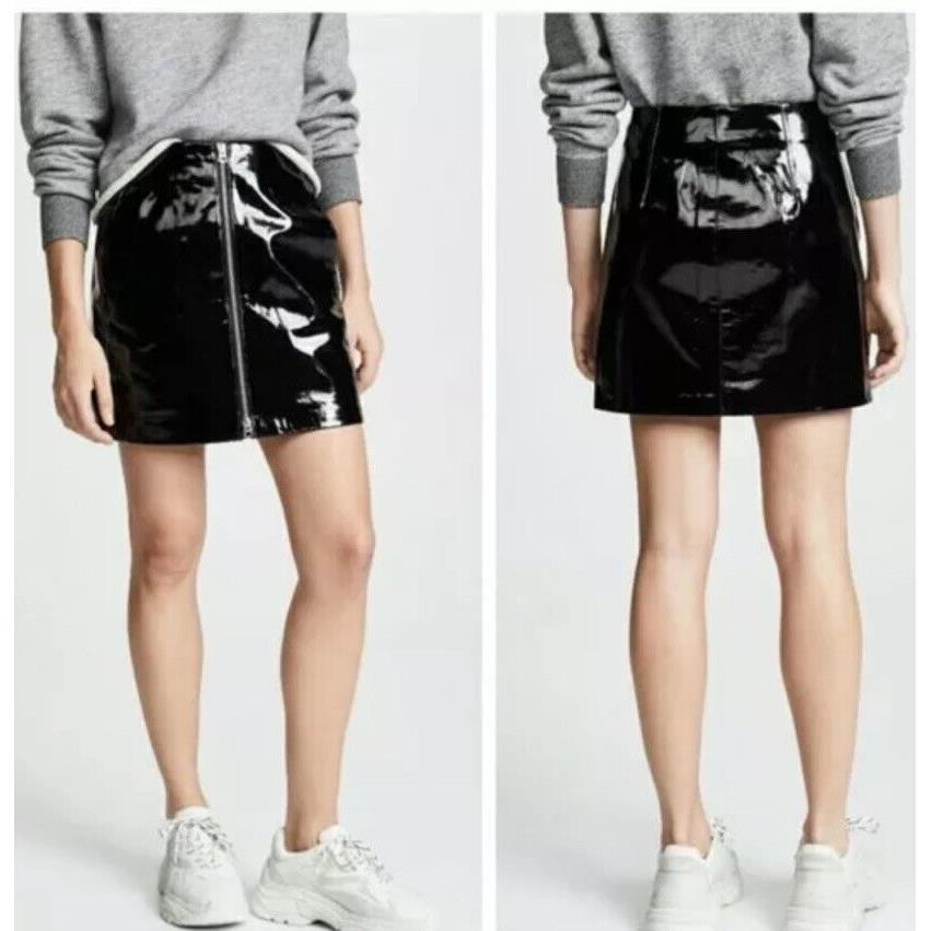 Rag and Bone Heidi Patent Black Skirt Short Zip Front Size Size 25