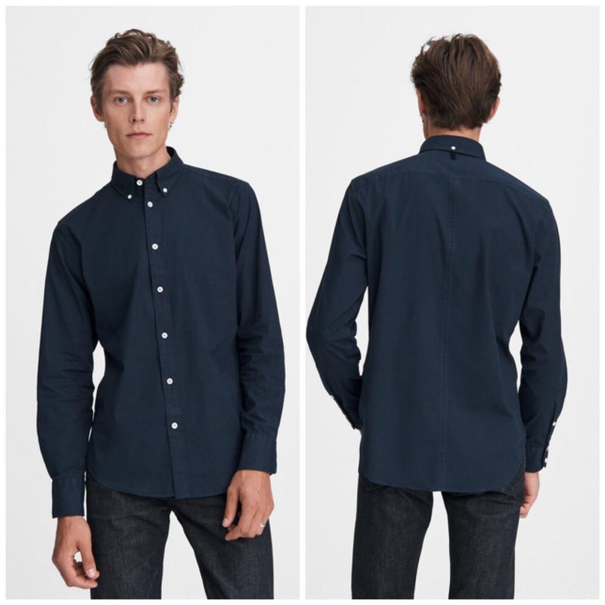 Rag Bone Fit 2 Tomlin Poplin Button Down Shirt In Navy Size: Xxl