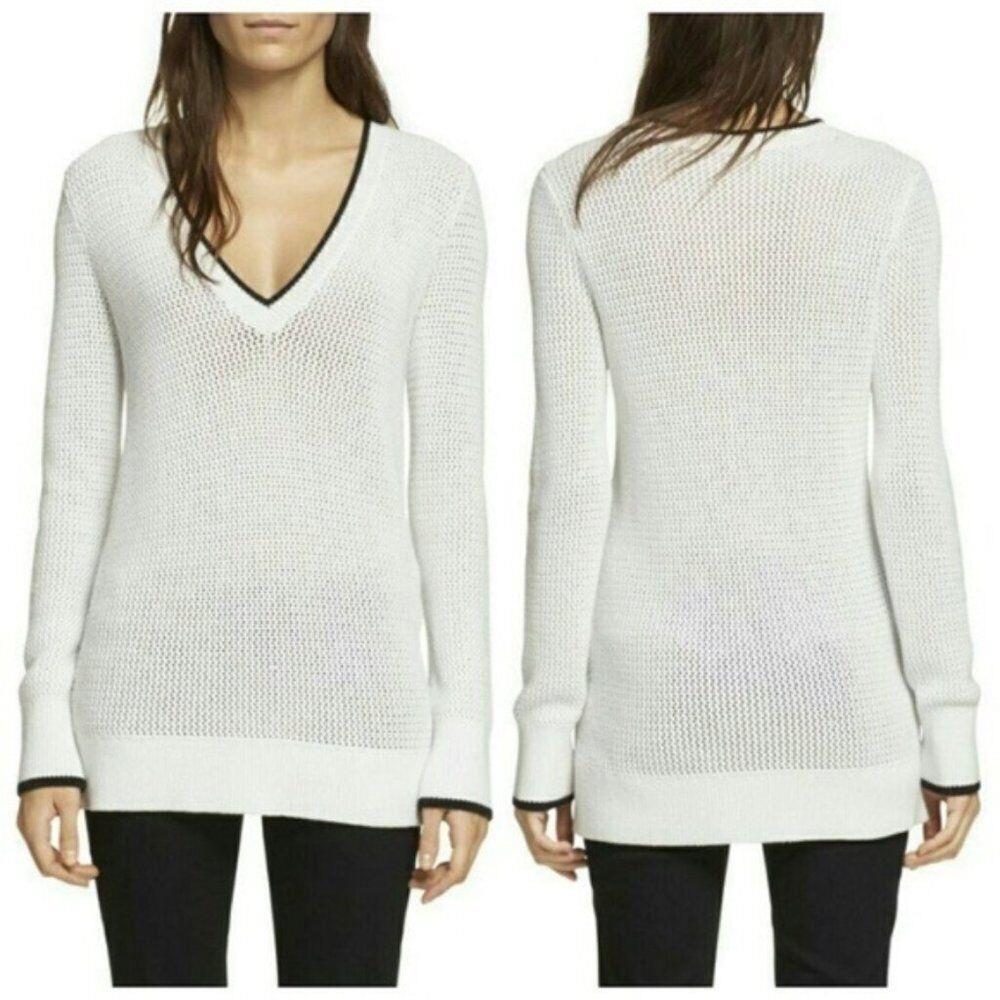 Women`s Rag Bone Elizabeth V-neck White Knit Sweater sz S