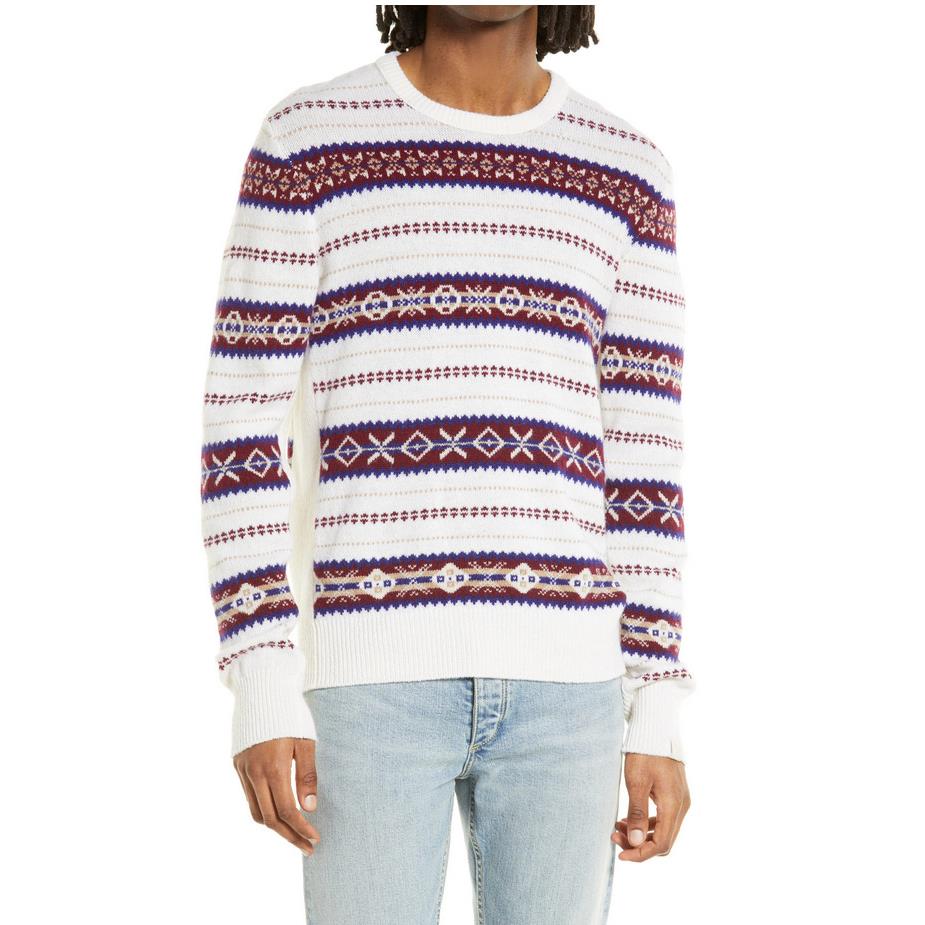 Rag Bone Wesley Fair Isle Wool Crew Neck Sweater Multi Size M 400023