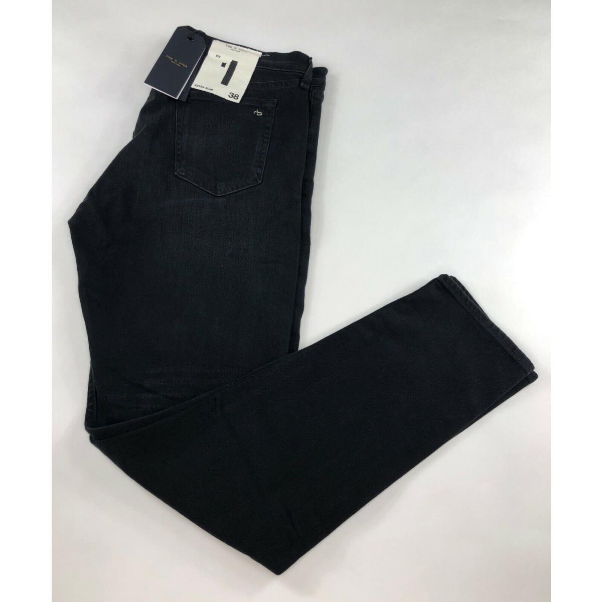 Rag Bone Skinny Leg Extra Slim Fit 1 Jeans Washed Black with Holes Size 38