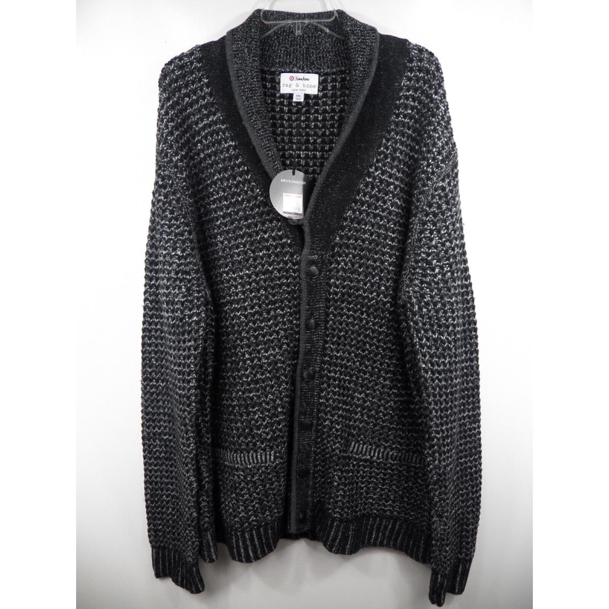 Rag Bone Neiman Marcus Mens Xxl Cardigan Sweater 49% Wool Charcoal Grey