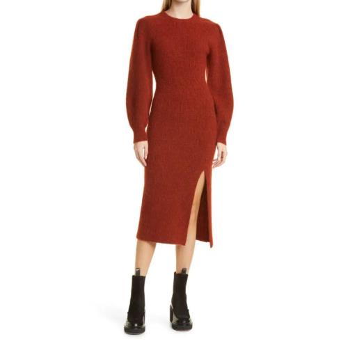 Rag Bone Liana Merino Wool Alpaca Sweater Dress Rust Size L S5256