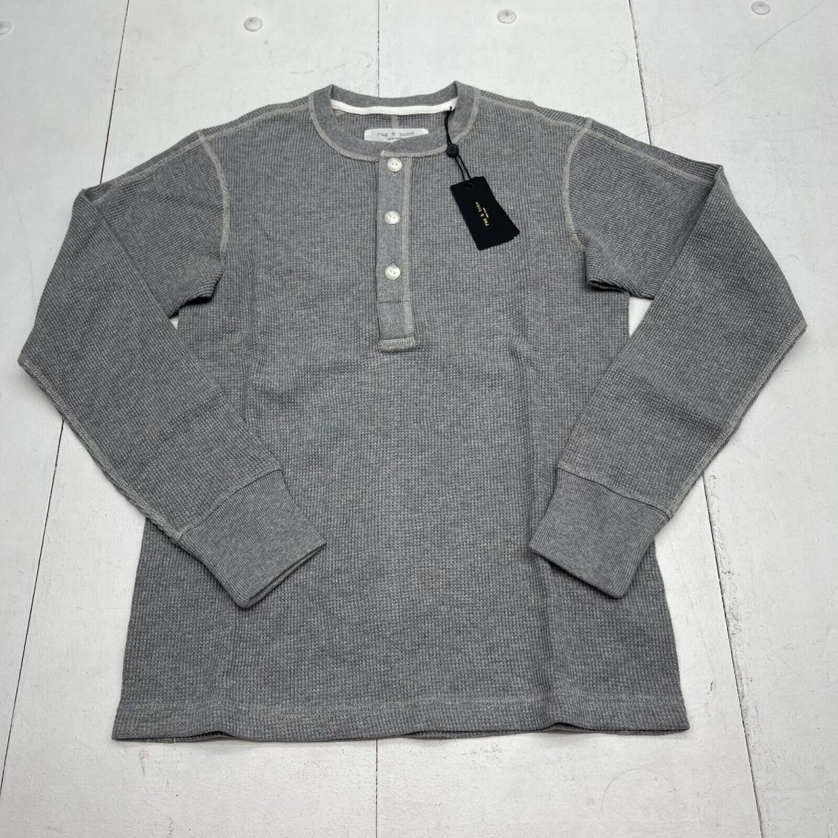 Rag Bone Heather Grey Garment Dyed Waffle Henley Mens Size XS