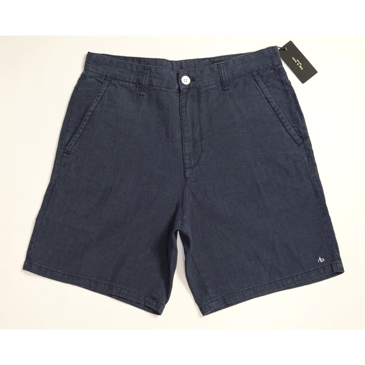 Rag Bone Eaton Linen Shorts in Navy Size 29 Linen/cotton