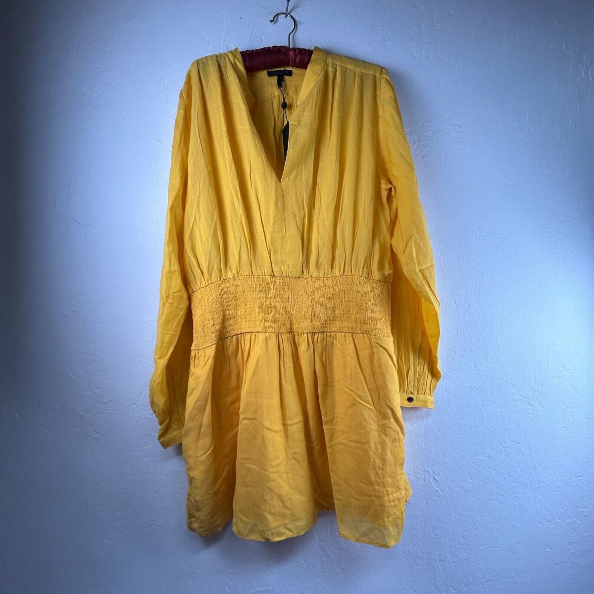 Rag Bone Womens Calista Mini Dress Size Large Deep Yellow Long Sleeve