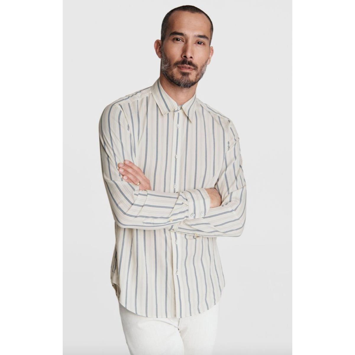 Rag Bone Men`s Rove Stripe Cotton Button-up Shirt in White Size Xxl