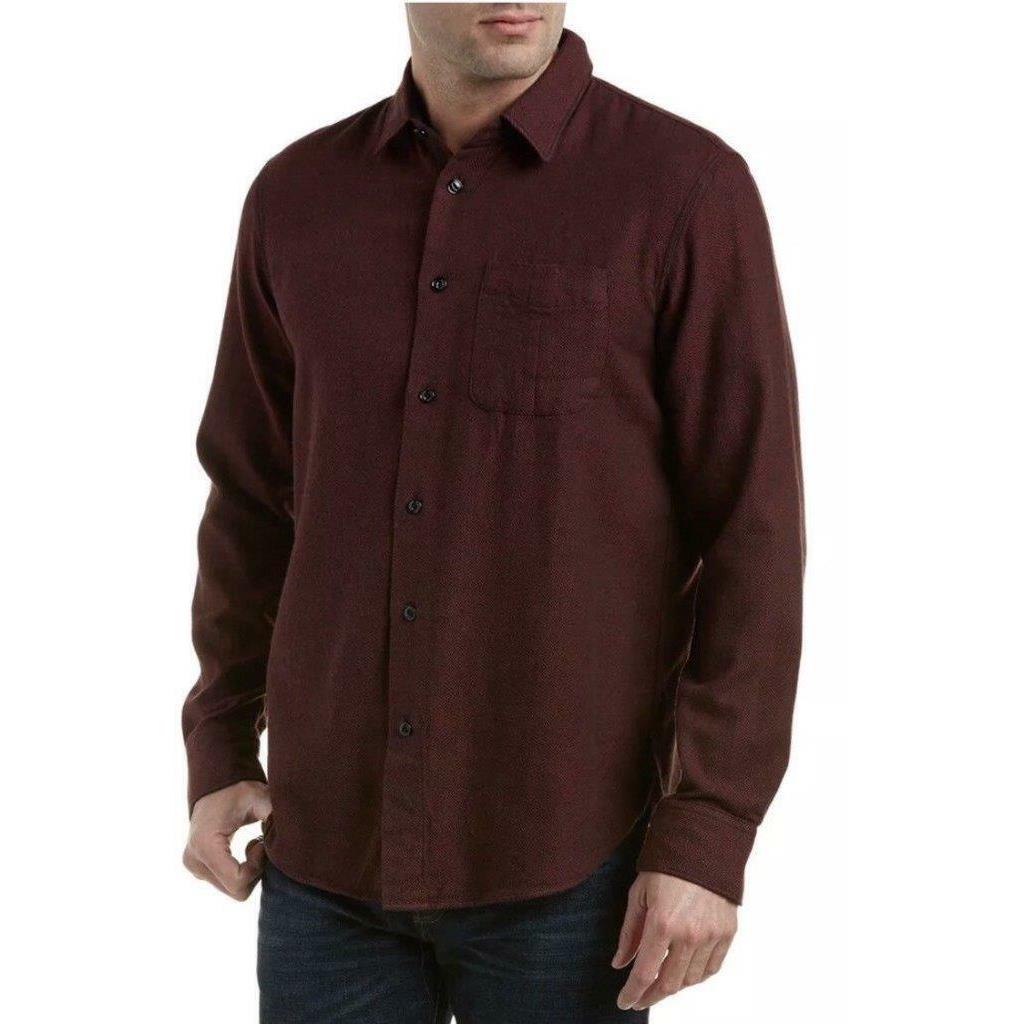 Rag Bone Men`s Long Sleeve Beach Shirt Size XL - Burgundy Black