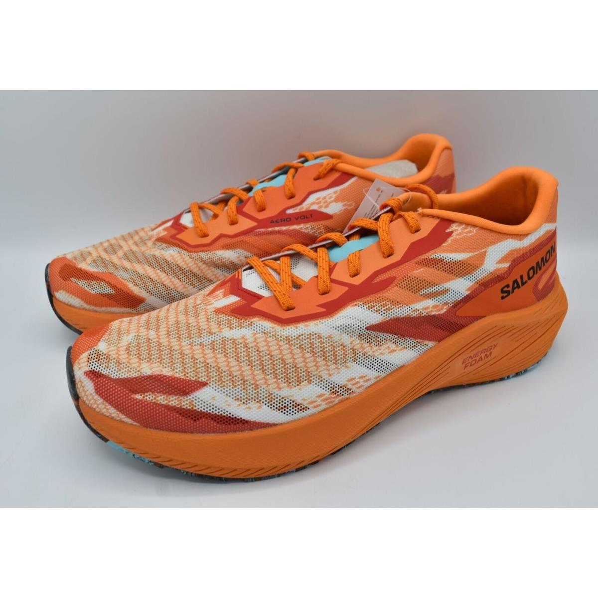 Salomon Mens Size 11 Aero Volt Tumeric Red Blue Road Running Shoes Sneakers