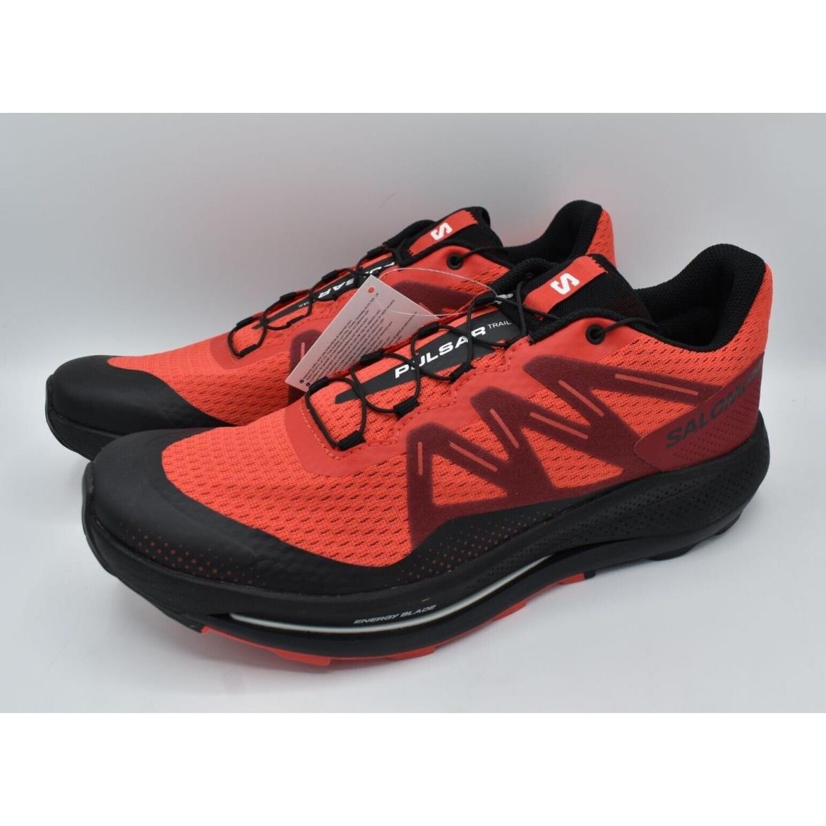 Salomon Mens Size 12 Pulsar Trail Poppy Red Trail Running Sneakers Shoes