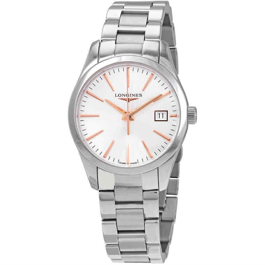 Longines Conquest Classic Quartz Silver Dial Ladies Watch L2.386.4.72.6 - Dial: Silver, Band: Silver, Bezel: Silver