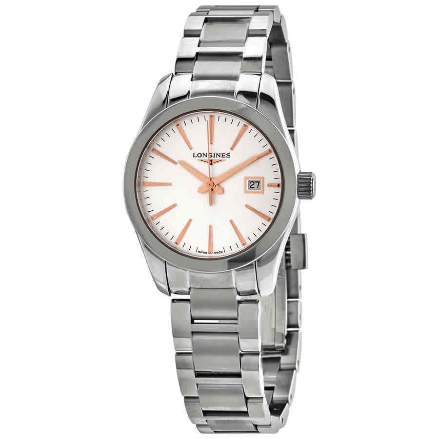 Longines Conquest Classic Quartz Silver Dial Ladies Watch L2.286.4.72.6 - Dial: Silver, Band: Silver, Bezel: Silver