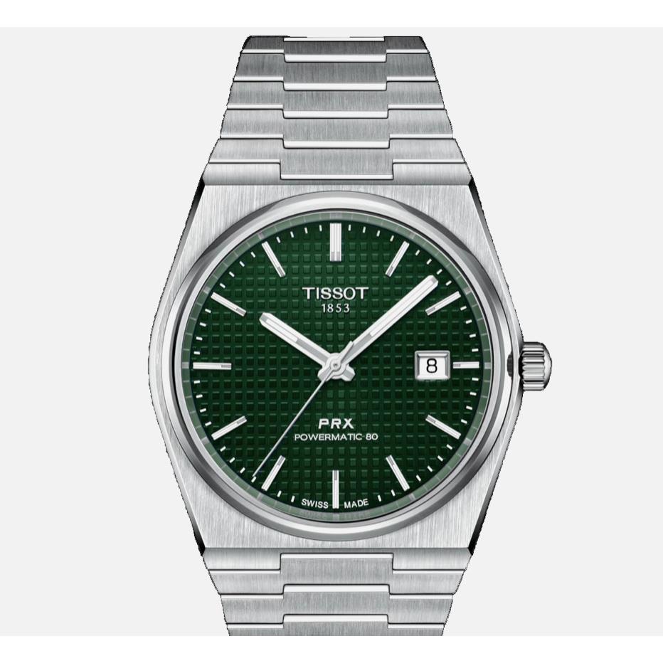 Tissot Prx T1374071109100 Powermatic 80 Automatic Watch Green Dial Box Papers