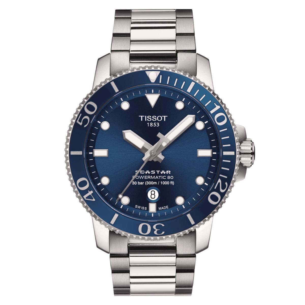 Tissot Seastar 1000 Powermatic 80 Men`s Watch T120.407.11.041.03 - Dial: Blue, Band: Silver, Bezel: Silver