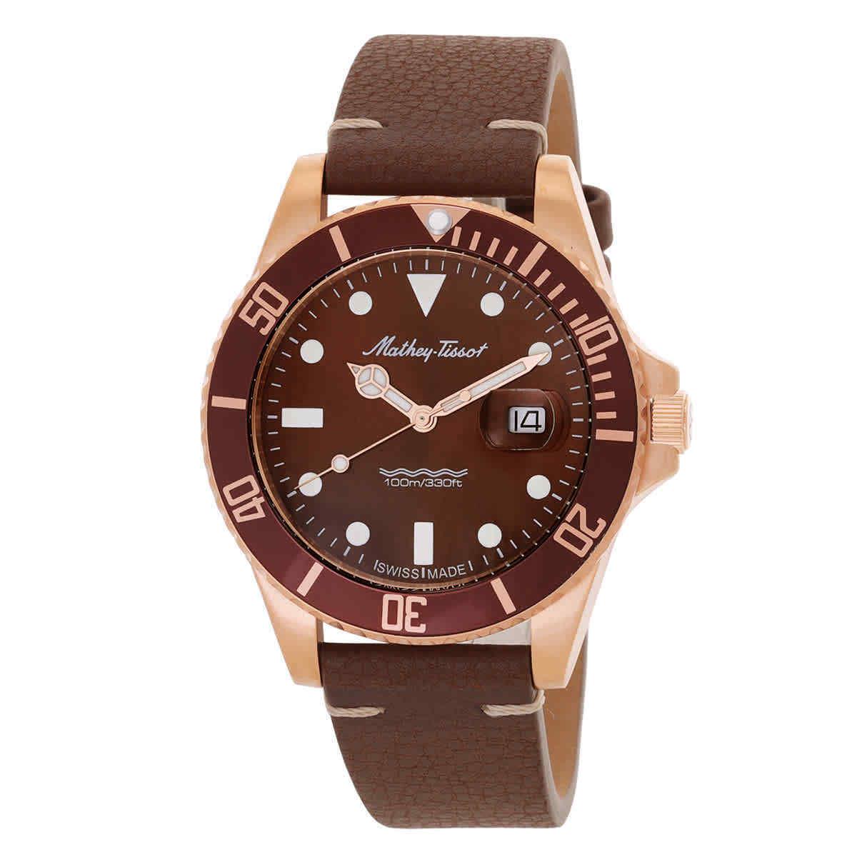 Mathey-tissot Mathy Vintage Quartz 42 mm Brown Dial Men`s Watch H9010PLRM