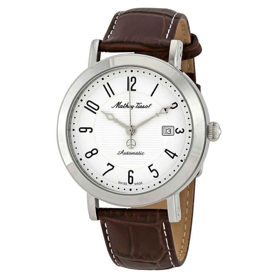 Mathey-tissot City Automatic White Dial Men`s Watch HB611251ATAG - Dial: White, Band: Brown, Bezel: Silver-tone